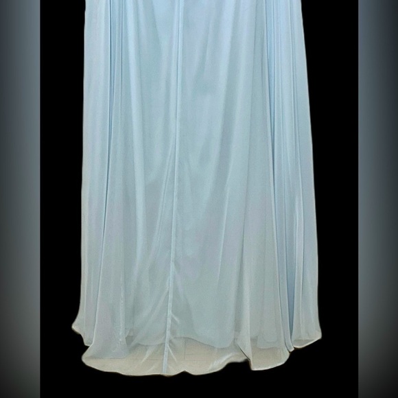 NWT Dessy Collection Tie-Back Cutout Maxi Dress, Front Leg Slit in Mist, Size 4R - Picture 12 of 16